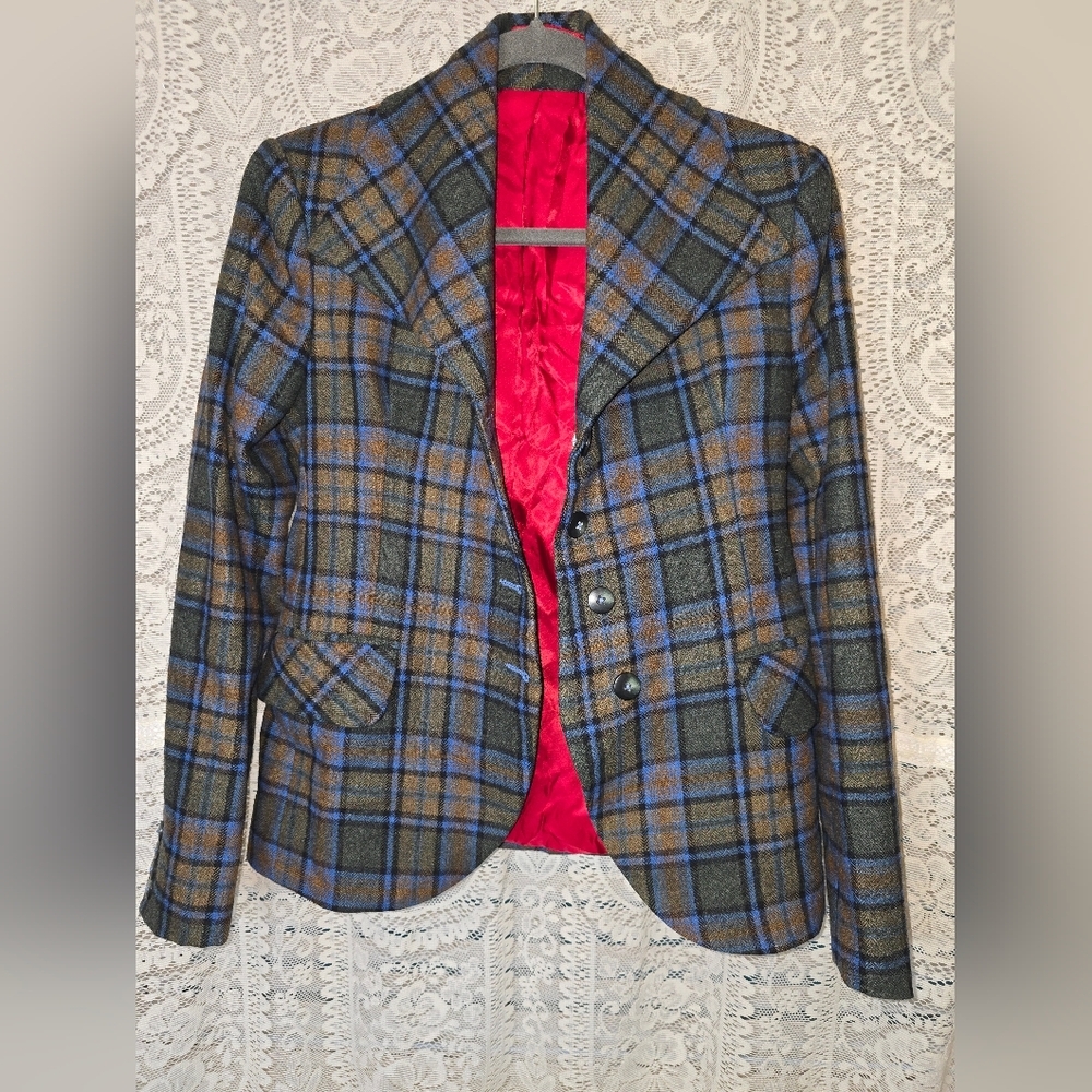 Plaid Tailored Custom Blazer With Liner, TMS Womens Medium